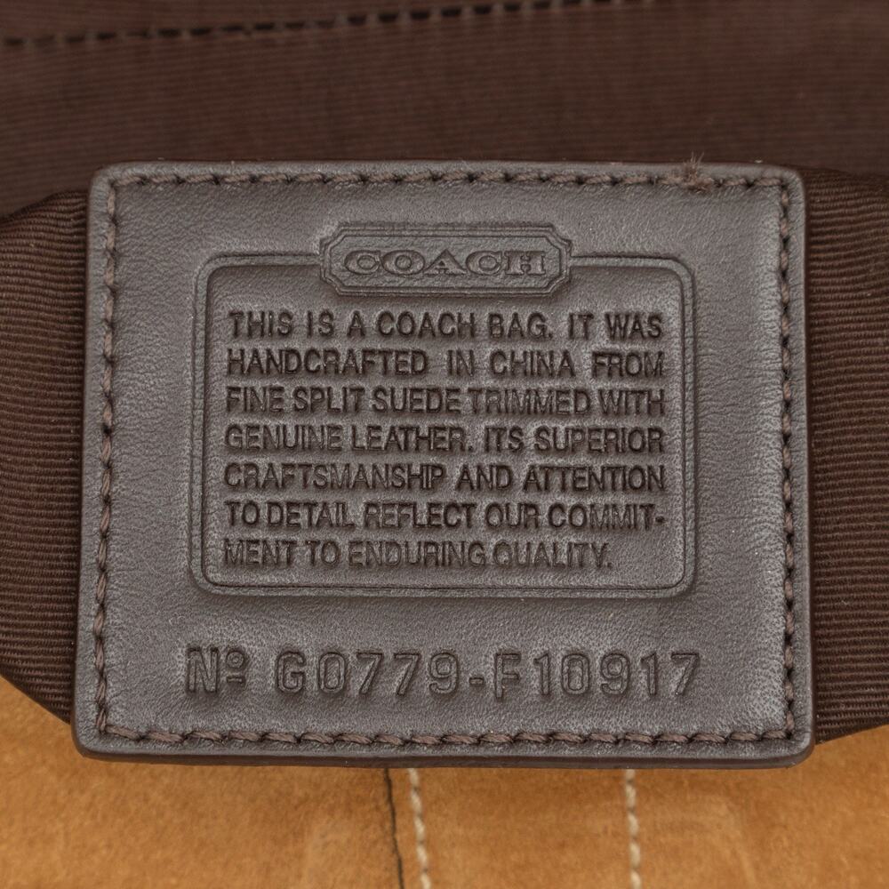 COACH VTG Soho Small Buckle Shoulder Bag Tan Suede Brown Leather Y2K F10917 - Picture 14 of 15